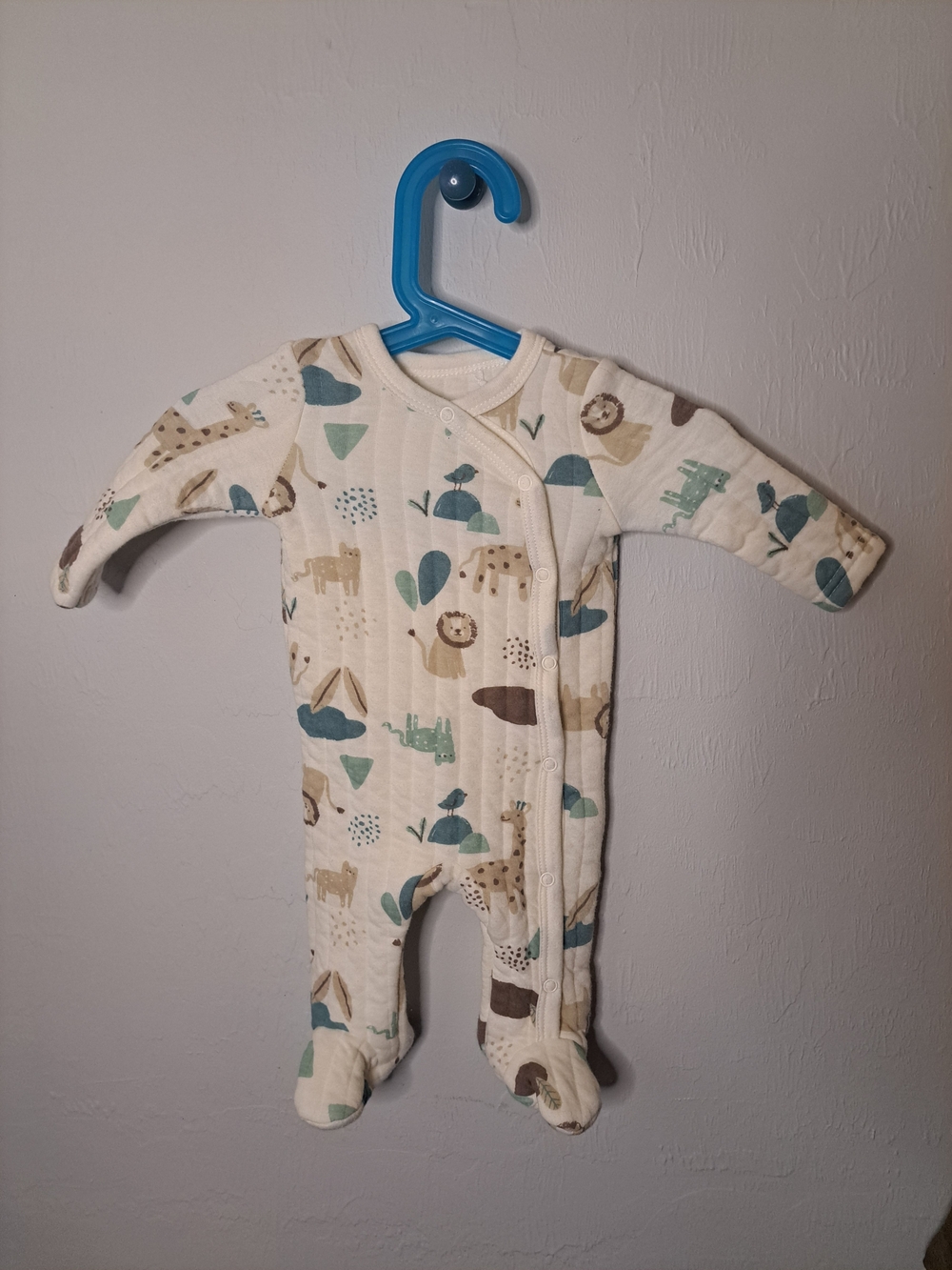 Bundle Baby Animal Print & Trucks One-Piece Footed Romper - Cream/Teal/Brown